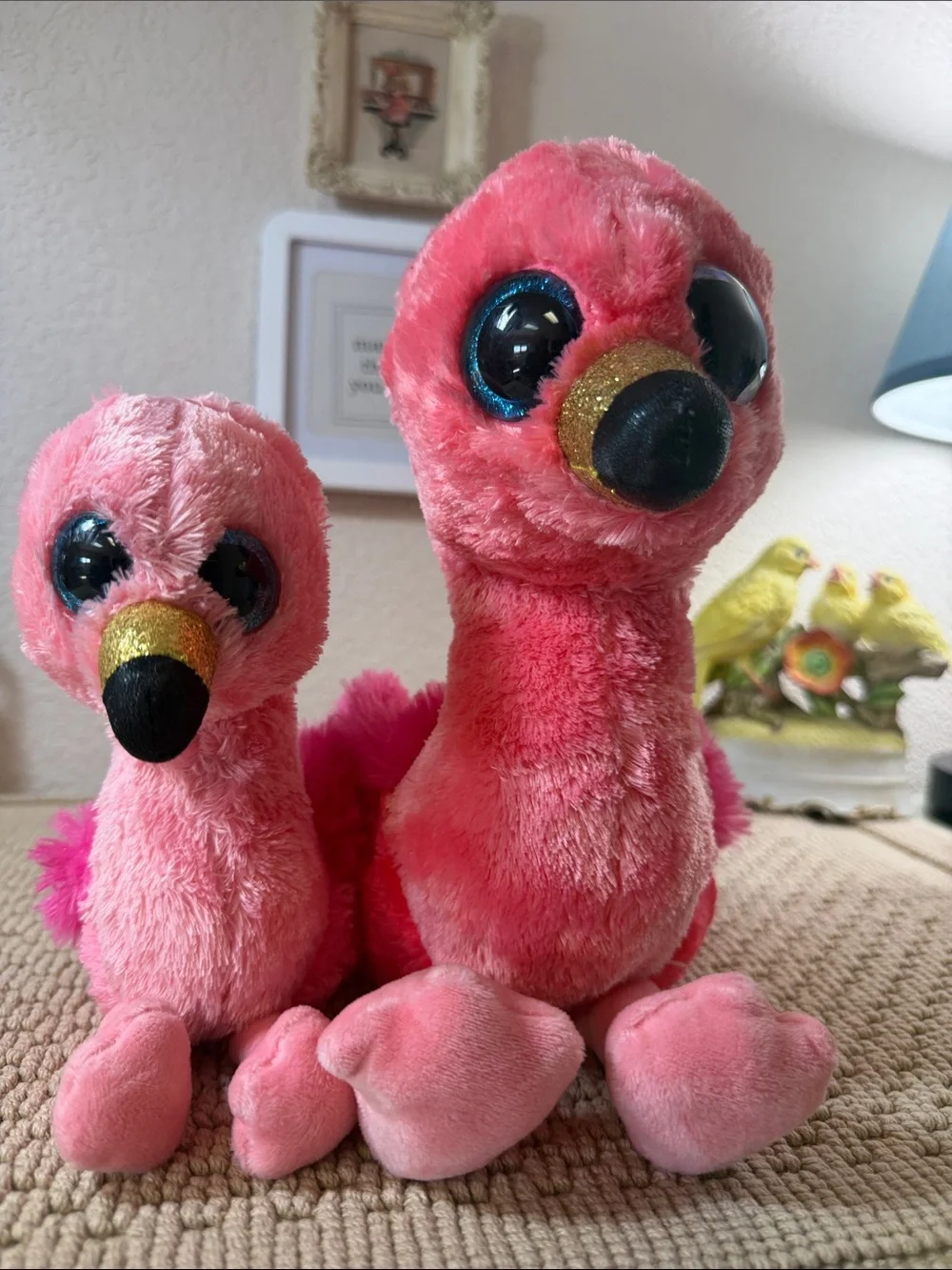 Ty Beanie Boos Gilda Pink Flamingo Plush Set of 2 Large & Small